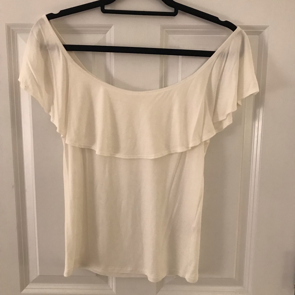 Garage off the shoulder white top